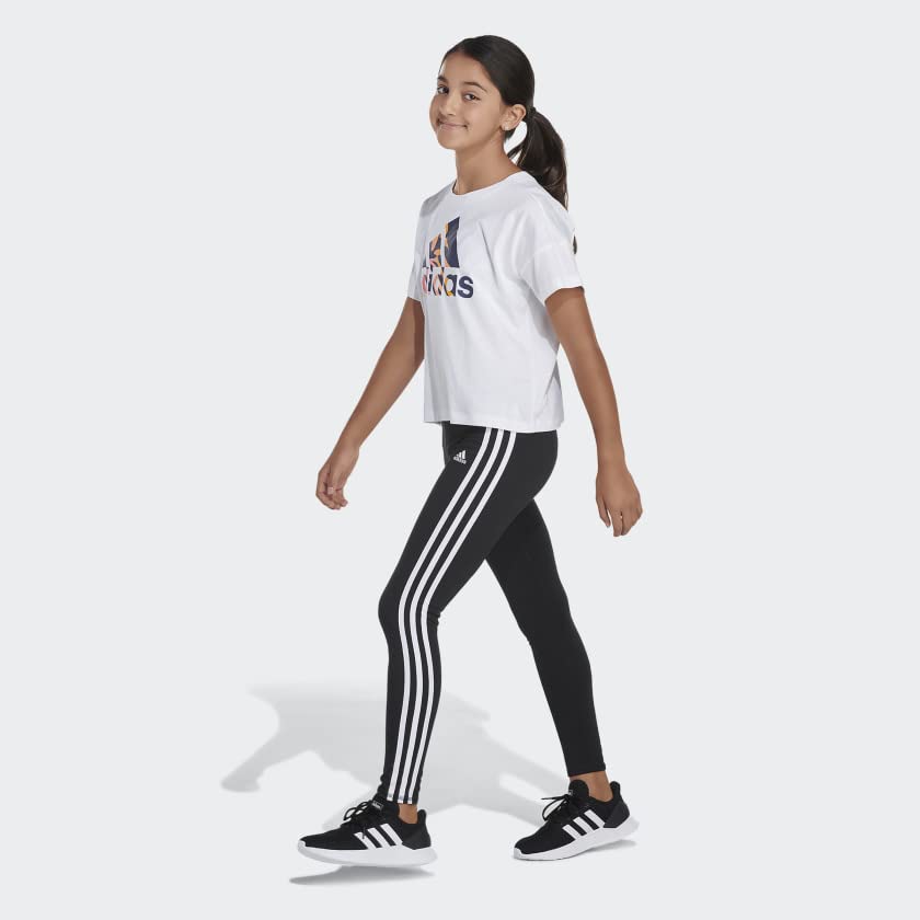 adidas Girls' Big Short Sleeve Tee T-Shirt, White Pastel, Large4