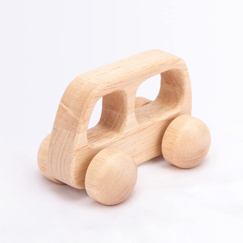 elimos Toy Car Bus Organic Wooden Sliding Figure Baby Toddler Boy Girl Montessori Grasping Toy Motor Skills Learning Age from 6 Months 1 2 3 Years Gift