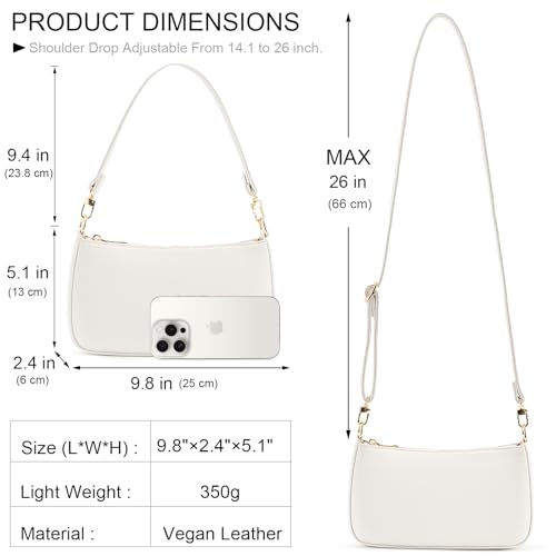 Image of Shoulder Bag for Women Retro Vegan Leather Classic Clutch Tote HandBags Purses with Zipper Closure