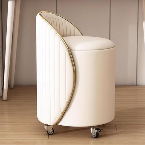 LMMIAOZ Taburete de tocador Moderno tapizado con Asiento Giratorio y cómodo Respaldo, Ideal para Sala de Estar, Dormitorio y Oficina: una solución de Almacenamiento Elegante y fu