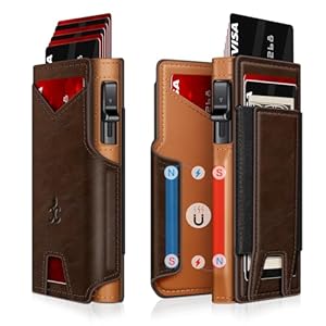 Cartera para hombre con tarjetero delgado desplegable para 9-13 tarjetas, billetera inteligente minimalista plegable con bloqueo RFID, tarjetero con ventana de identificación y ranura para