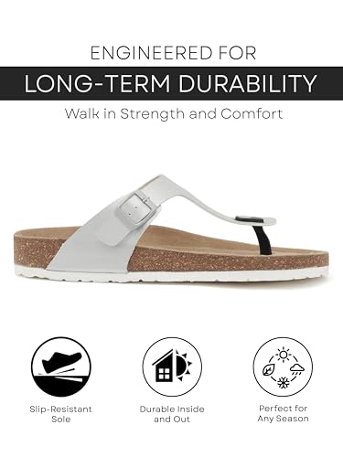 Image of HF JOURNEY Nivera 2.0 Men's Cork Footbed Thong Sandal,Slip On Entry,(Size 41-46) BlackPU, Casual Lounging Slipper, EVA Sole, Flat Heel,Nivera 2.0 - Black (41)