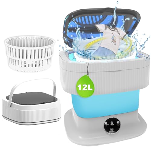 Lavadora portátil, lavadora plegable pequeña de 12 litros y secadora para apartamento (azul)