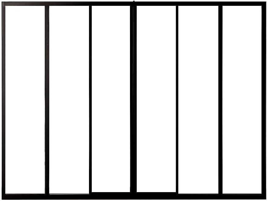 A hand demonstrating the sliding action of the RAVENA glass partition panel