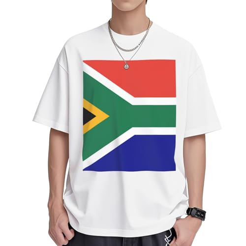 T-shirt coton drapeau sud-africain femme tunique ample manches courtes