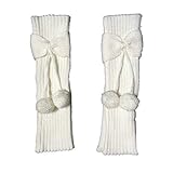 Clenp Bequeme Knöchel Beinwärmer, Mode Kinder Mädchen Bowknot Pompom Strick Beinlinge Stiefel Socken Manschetten Topper Weiß 27 cm