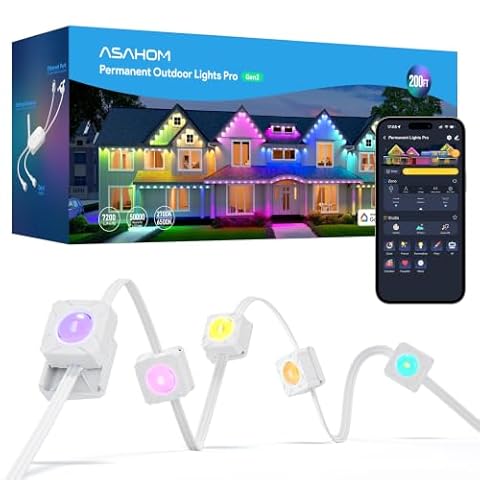 ASAHOM Permanent Outdoor Lights Pro, 200FT with 144 LEDs, WLED Integrated — $539.99 (10% off)
