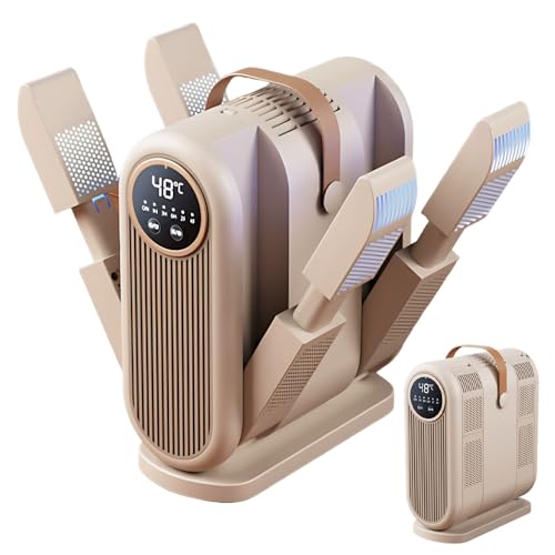 WDKXCN 4 Brazos Secador De Zapatos Eléctrico, Secador Zapatos,Secador Calzado con 3 Temporizadores, Temperatura Constante De 48 °C,Shoe Dryer para Zapatillas Deporte,Botas Futbol,Botas,Guantes Boxeo