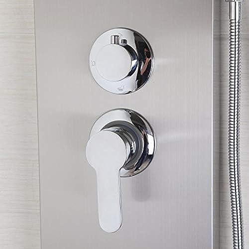 Columna de ducha de pared con grifo monocomando, efecto lluvia y cascada, en acero inoxidable miniatura 6