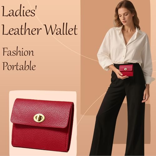 2 Pcs Small Leather Wallets for Women with Metal Buckle, Stylish Card Holder & Coin Purse for Cash, Business and Daily Use, Easy to Carry (Brown)2