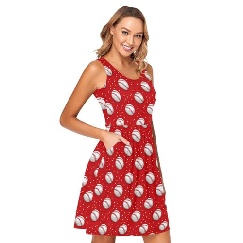 Image of ALAZA Women's Summer Dress Sun Dress Sleeveless with Pockets