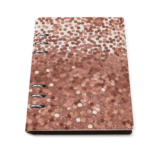 Carnet A5 à anneaux en cuir PU or rose pailleté de qualité supérieure