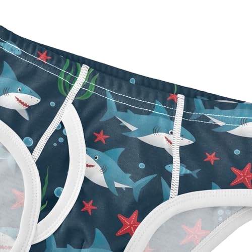 CHIFIGNO Boys' Cotton Briefs Soft Underwear Breathable Brief Underwear for Toddler Boys, Cute Shark Navy4