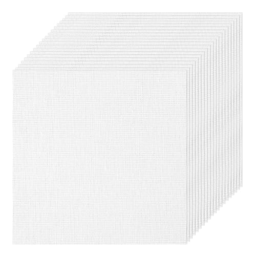 20 PCS Linen Embroidery Fabric, 8 × 8 Inch Bright White Fabric