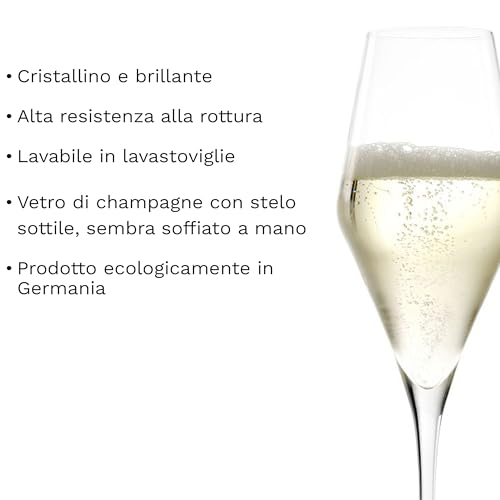 Stölzle Lausitz Bicchieri da Champagne Quatrophil Set di 6, 290 ml – Eleganti Calici per Sekt & Prosecco – Bicchieri da Spumante in Cristallo di Alta Qualità – Lavabili in Lavastoviglie e Antiurto - immagine 4