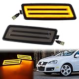 FetonAuto Smoked Lens Amber Full LED Front Side Marker Light for Volkswagen 2006-2009 MK5 Golf GTI Rabbit 2005-2010 Jetta 2008 R32