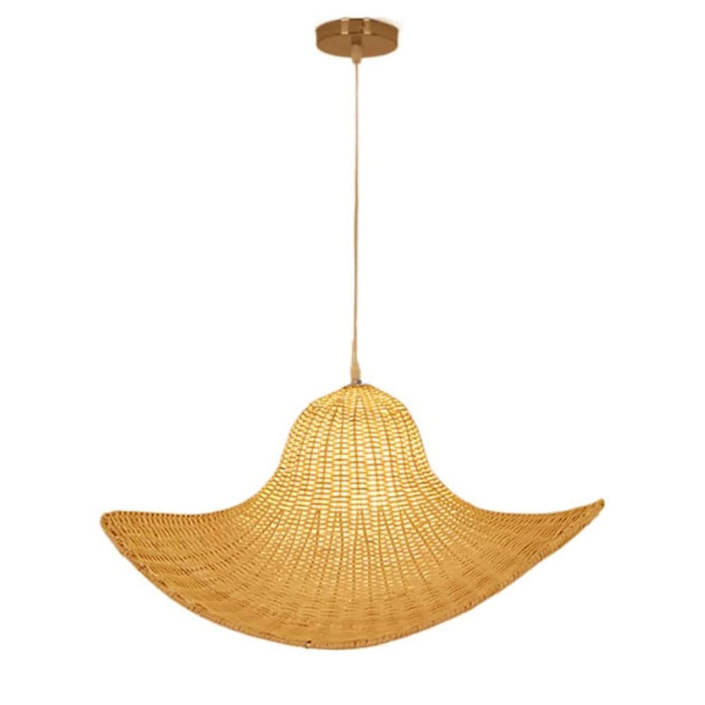 Abat-jour panier en paille tissée main lustre suspension d'exception style chinois contemporain