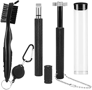 Vickes Golf Club Groove Sharpener Tool Set, 1 Retractable Double-Sided Golf Club Brush and 2 Golf Club Groove Sharpener for U & V-Grooves, Portable Golf Brush Tool Kits for All Golf Irons