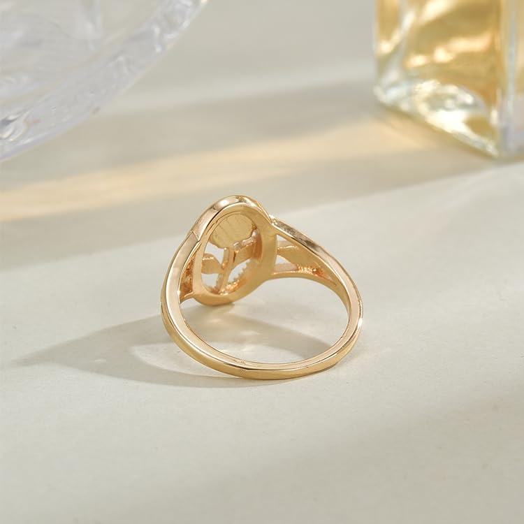 Chunky Gold Ring For Women, Trendy Rose Flower Rings Copper Daily Wear Wedding Statement Promise Engagement Party Jewelry Wife Mother Gift Birthday Valentines Mom - Image 7