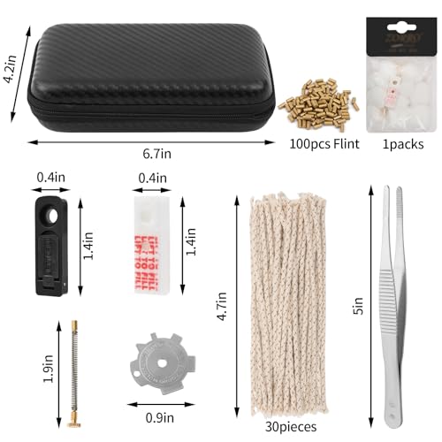 image for ZTCBITNL Lighter Repair Kit, with Flints, Wicks, Cotton, Screws & Felt