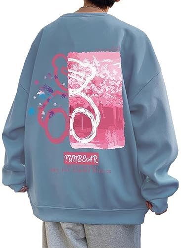 （14:00時点） [Aaronlive] メンズ パーカー 長袖 トレーナー メンズ 丸襟 Tシャツ 大きいサイズ かわいいクマの絵柄 人気 プルオーバー トレーナー カジュアル 快適 ゆったり プルオーバー 春夏秋服 メンズ トレーナー blue M