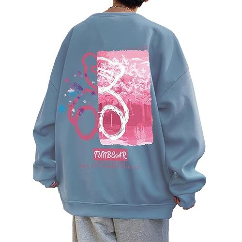 [Aaronlive] メンズ パーカー 長袖 トレーナー メンズ 丸襟 Tシャツ 大きいサイズ かわいいクマの絵柄 人気 プルオーバー トレーナー カジュアル 快適 ゆったり プルオーバー 春夏秋服 メンズ トレーナー blue 2XL（Amazon）