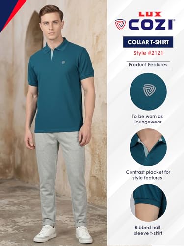 Image of Lux Cozi Men's Cotton Solid Polo Tshirt | Collar Tshirts | Half Sleeves | Stylish & Premium All Day Wear | Pack of 1