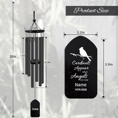 Image of ASTARIN Personalized Wind Chimes Outdoor Large Deep Tone,Large Customized WindChimes for Outside Tuned Relaxing Soothing Low Bass,Memorial Wind Chimes Sympathy for Mom Dad