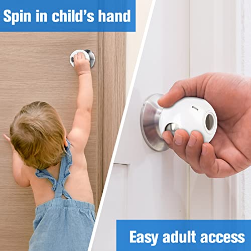 Door Knob Child Proof Universal Size 2.7" Diameter Baby Door Knob Safety Cover For Kids Easy Grip Baby Proof Door Knob Covers Hard For Toddlers To Open Child Safety Door Knob Covers (4 Pack) #TOP2