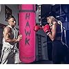 Punching Bag for Boxing Gloves MMA Training Muay Thai Fitness Banana Workout Kickboxing Grappling Karate Heavy Target Bag 4FT UNFILLED (Pink)