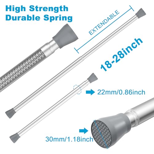 AIZESI 1 Stück Gardinenstange ohne Bohren 40-70cm Ø22mm, Teleskopstange zum Klemmen Klemmstange für Gardinen, Spannstange ohne Bohren, Ausziehbar Vorhangstange für Schrank Küche Schrank - Silber