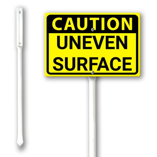 Geroclonup Caution Uneven Surface Yard Sign with Stake 20x30cm Sturdy Aluminum Fade Resistant Lawn Decoration for Front Door Garden Outdoor Use