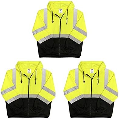 Lightweight High Visibility Hooded Jacket, 3 Pack, Medium