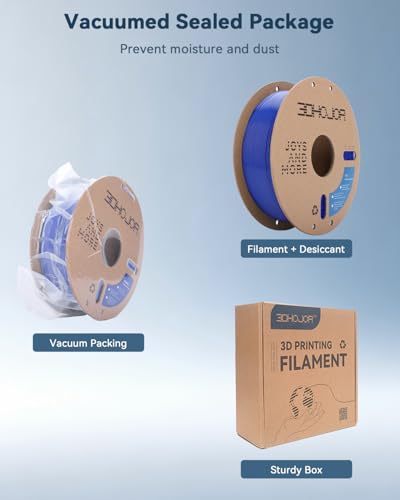Image of 3DHoJor PLA Filament 1.75mm,3D Printer Filament,1kg Cardboard Spool (2.2lbs),Dimensional Accuracy + /- 0.03 mm,Vacuum Packaging,Odor Free, Clog Free,Fit Most 3D FDM Printer,Blue