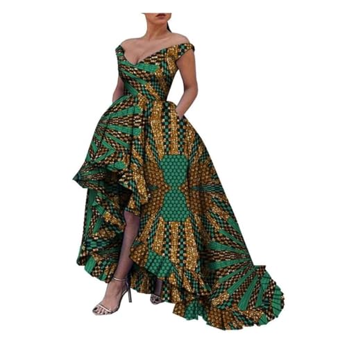 Image of iooiooi African Dresses for Women Party Robe Plus Size Print Dashiki Dinner Dress