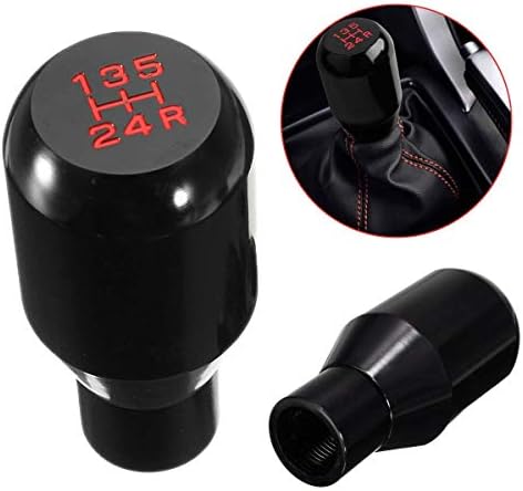 SAILINE Shifter Adapter Universal 5 Speed Manual Metal Chrome Gear Shift Knob Lever Stick Pen Handle Head Car Styling Accessories Racing Style (Black)