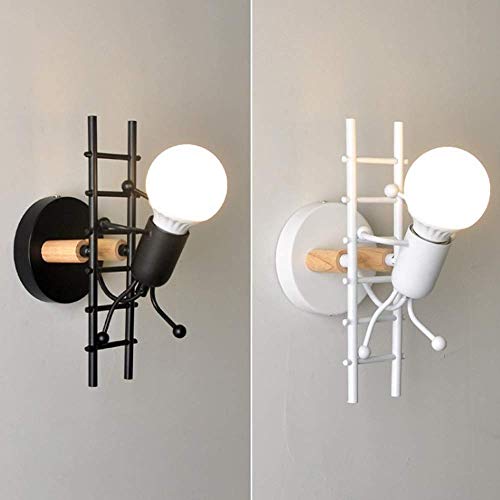 Lámpara de pared vintage industrial retro con base E27 linterna creativa de madera 7