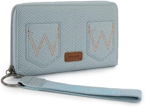 Wrangler Women's Wallets Bifold RFID Blocking Wristlet Wallets for Women Clutch Crdeit Card Holder with Zipper Coin Pockets