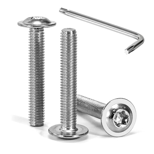 Tunejoy M5 x 30 mm Tornillos de Cabeza Alomada Torx con Brida Tornillo de Cabeza Hexagonal de Acero Inoxidable A2 V2A Tornillos Máquina con T25 Allen Rosca Completa 30 Piezas