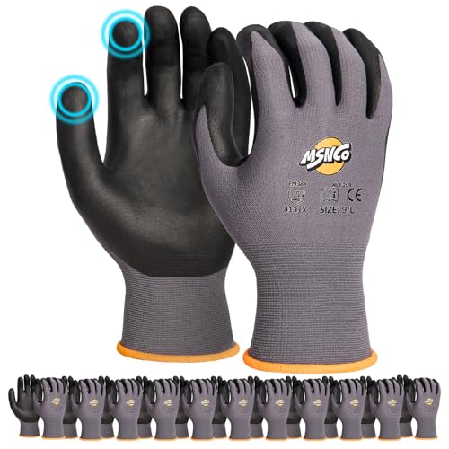 Safety Work Gloves 6/12 Pairs Micro Foam Nitrile Coated Endurance Seamless Knit Nylon ，Wear-resistant mechanical gloves