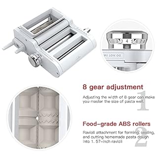 ANTREE 3-IN-1 Pasta Attachment & Ravioli Attachment for KitchenAid Stand Mixers, Pasta Maker Assecories included Pasta Sheet Roller, Spaghetti Cutter and Ravioli Maker Attachment