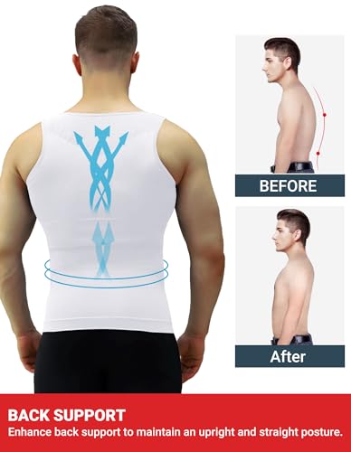 MEETYOO 1/2/3 Pack Shaper Slimming Tank Top Athletic Compression Shirt with Sleeveless Undershirts for Men3