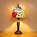 FUMAT Rose Tiffany Small Table Lamp 3 Way Color Temperatures Stained Glass Bedside Nightstand Table Lamps for Living Room,Bedroom, Home Office Reading Desk Lamp+LED Bulb,6X6X12.5 Inch