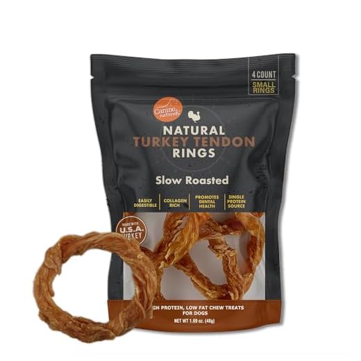 Canine Naturals Turkey Tendon Rings for Dogs - Rawhide-Free, Natural Dog Chews - USA-Sourced, Slow-Roasted, Single Protein for Sensitive Stomachs & Chicken Allergies -, 4 Count
