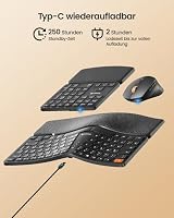 ProtoArc Ergonomische Tastatur Maus Set, EKM04 2,4 GHz Kabellos Tastatur Maus, Separater Ziffernblock, Geteiltes Design, Handballenauflage, Tastatur Split für Desktop, PC, Laptop, Windows, Schwarz – Ansicht 4