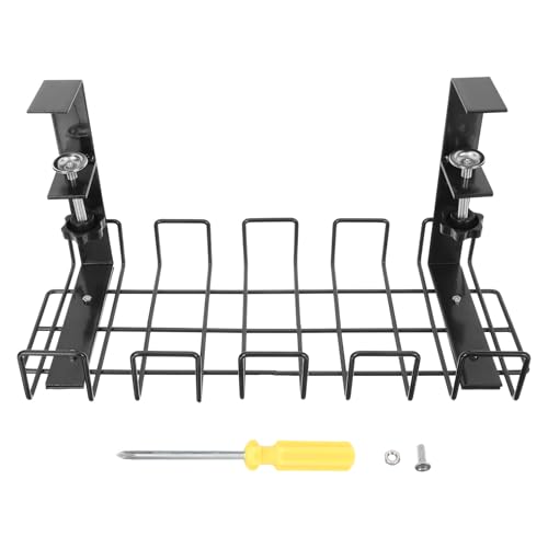 Support de câbles en fer noir sous bureau pour un espace de travail rangé