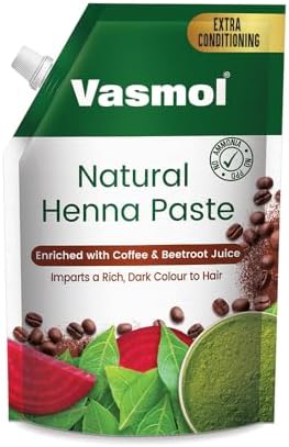 Vasmol Natural Henna Paste - Ready to Use, Natural Brown Colour for Hair with Extra Conditioning, 100% Pure Henna, 200gm