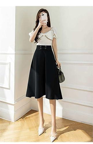 Jupe trapèze ample taille haute noire vêtement d'été fluide taille XS - 2