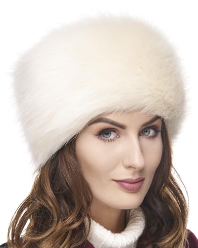 Futrzane Classic Gorro Cosaco - Gorro Ruso Mujer - Cossack Pelo Piel Sintetica (M, Crudo Classic)