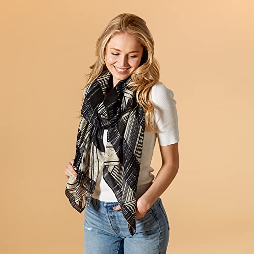 Hadley Wren Women's Coastal Spring Printed Lightweight Fashion Scarf, Tribal Print, One Size #TOP3